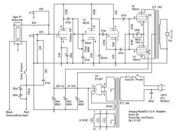 Ampeg EJ12A Echojet schematic circuit diagram